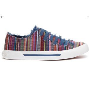 Rocket Dog Women's JOKES NAVY MULTI STRIPE SLIP ON SNEAKER size 9 NEW